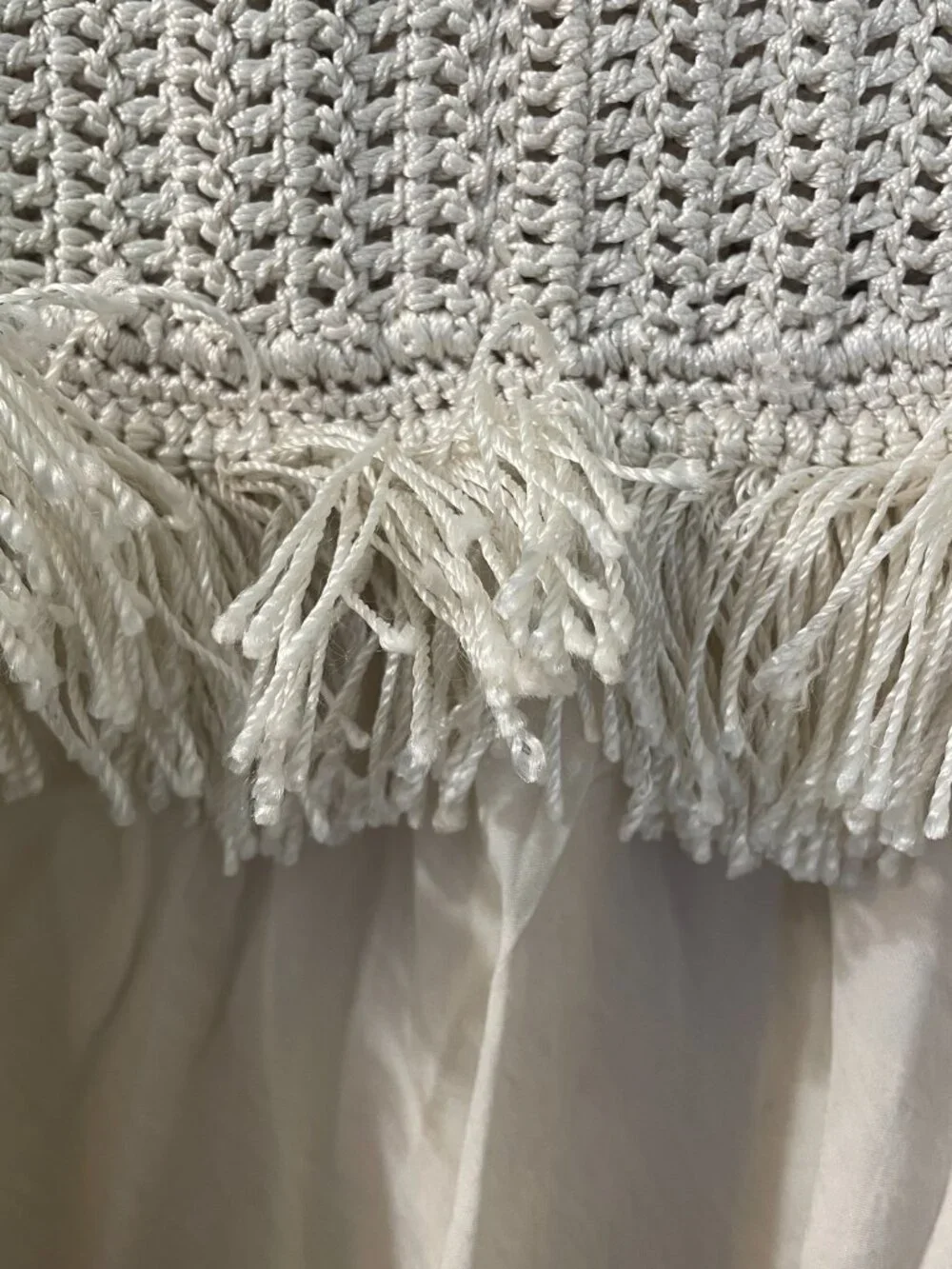 Vince Crochet Fringe Maxi Dress Boho Festival Resort Ivory Size Small Lined